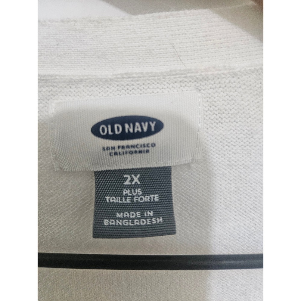 Old Navy White Open Front Cardigan Sweater Womens 2X Plus Cotton Blend Long Slee - Picture 2 of 7